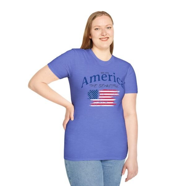 America The Beautiful T-Shirt | Distressed American Flag Graphic Tee | 1776 Patriotic Shirt |  Vintage Flag Design | American Pride Shirt - Image 125