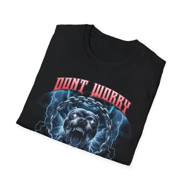 Dont Worry He Doesnt Bite TShirt  Demon Dog Graphic Tee  Dark Humor Shirt  Edgy Gothic Apparel   Funny Fantasy Design - Image 4