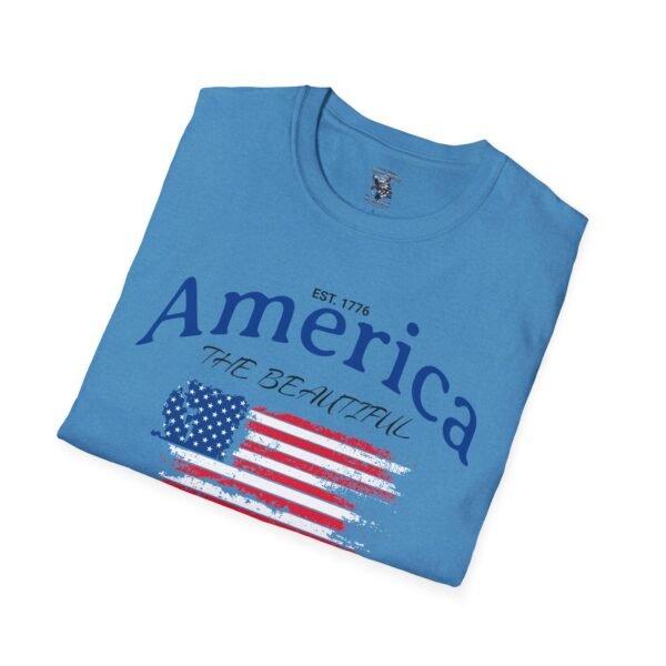 America The Beautiful T-Shirt | Distressed American Flag Graphic Tee | 1776 Patriotic Shirt |  Vintage Flag Design | American Pride Shirt - Image 4