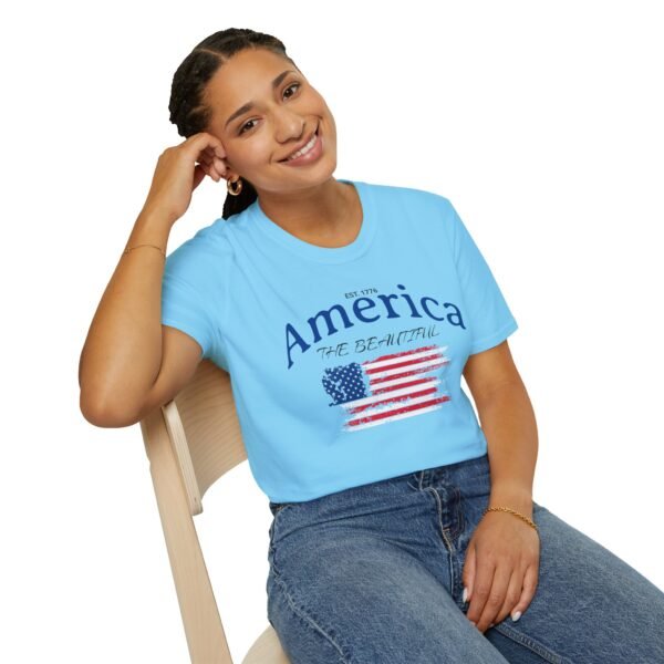 America The Beautiful T-Shirt | Distressed American Flag Graphic Tee | 1776 Patriotic Shirt |  Vintage Flag Design | American Pride Shirt - Image 106