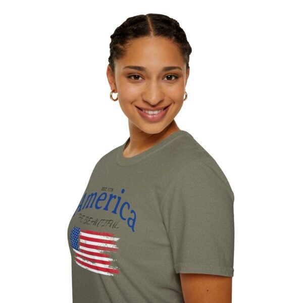 America The Beautiful T-Shirt | Distressed American Flag Graphic Tee | 1776 Patriotic Shirt |  Vintage Flag Design | American Pride Shirt - Image 69