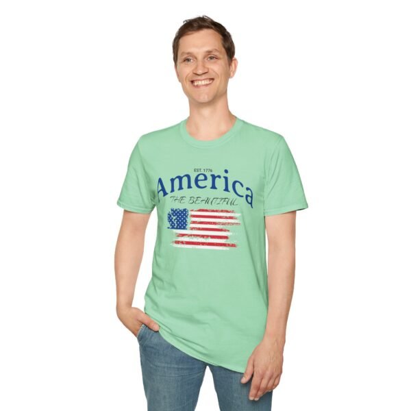 America The Beautiful T-Shirt | Distressed American Flag Graphic Tee | 1776 Patriotic Shirt |  Vintage Flag Design | American Pride Shirt - Image 79