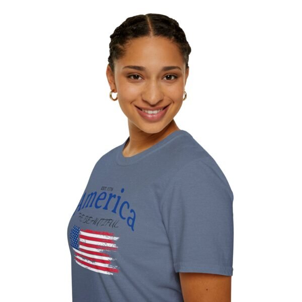 America The Beautiful T-Shirt | Distressed American Flag Graphic Tee | 1776 Patriotic Shirt |  Vintage Flag Design | American Pride Shirt - Image 141