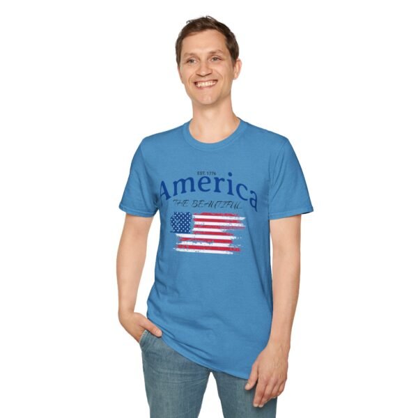 America The Beautiful T-Shirt | Distressed American Flag Graphic Tee | 1776 Patriotic Shirt |  Vintage Flag Design | American Pride Shirt - Image 7