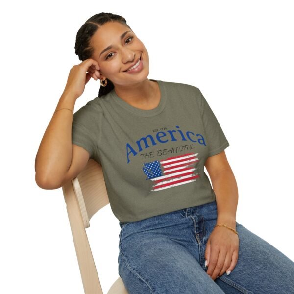 America The Beautiful T-Shirt | Distressed American Flag Graphic Tee | 1776 Patriotic Shirt |  Vintage Flag Design | American Pride Shirt - Image 70