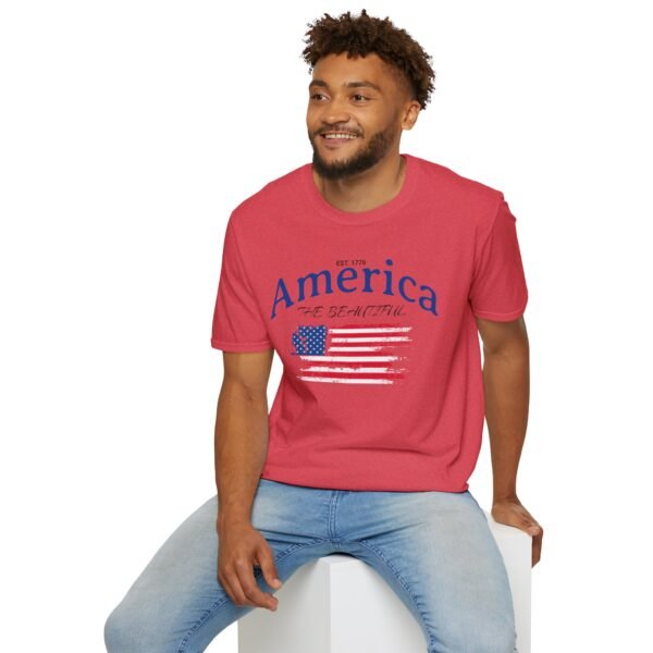 America The Beautiful T-Shirt | Distressed American Flag Graphic Tee | 1776 Patriotic Shirt |  Vintage Flag Design | American Pride Shirt - Image 180