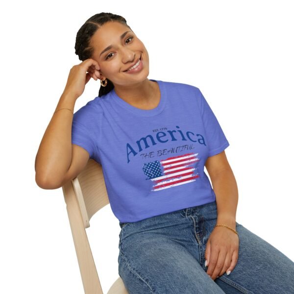 America The Beautiful T-Shirt | Distressed American Flag Graphic Tee | 1776 Patriotic Shirt |  Vintage Flag Design | American Pride Shirt - Image 130