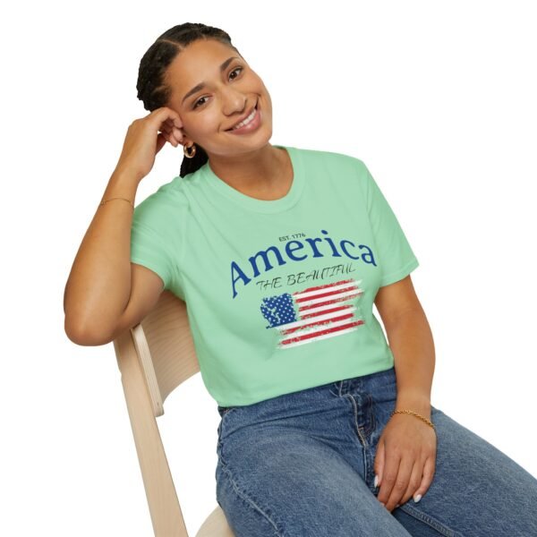 America The Beautiful T-Shirt | Distressed American Flag Graphic Tee | 1776 Patriotic Shirt |  Vintage Flag Design | American Pride Shirt - Image 82