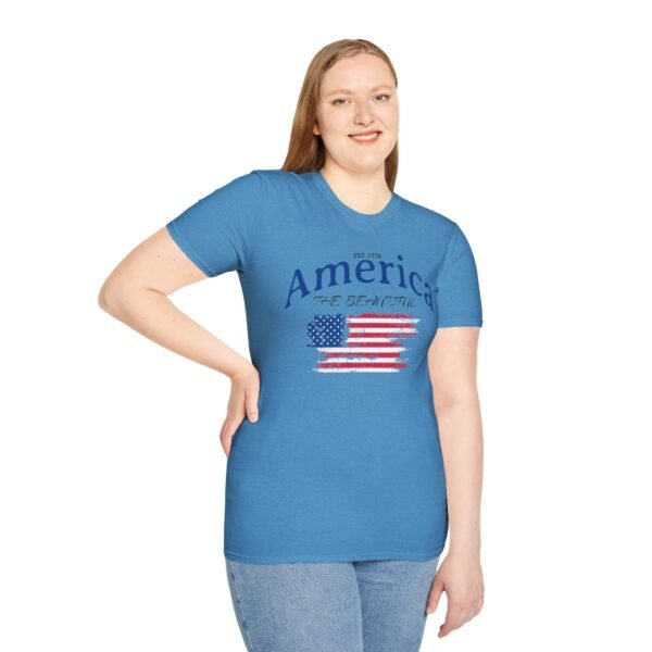 America The Beautiful T-Shirt | Distressed American Flag Graphic Tee | 1776 Patriotic Shirt |  Vintage Flag Design | American Pride Shirt - Image 5