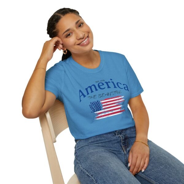 America The Beautiful T-Shirt | Distressed American Flag Graphic Tee | 1776 Patriotic Shirt |  Vintage Flag Design | American Pride Shirt - Image 10