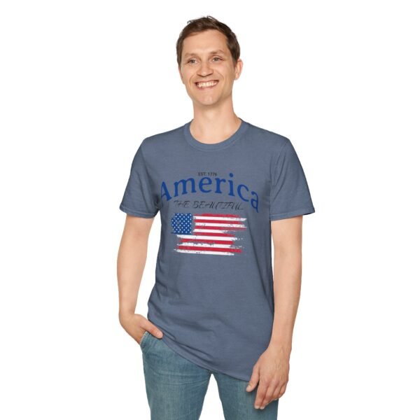 America The Beautiful T-Shirt | Distressed American Flag Graphic Tee | 1776 Patriotic Shirt |  Vintage Flag Design | American Pride Shirt - Image 139