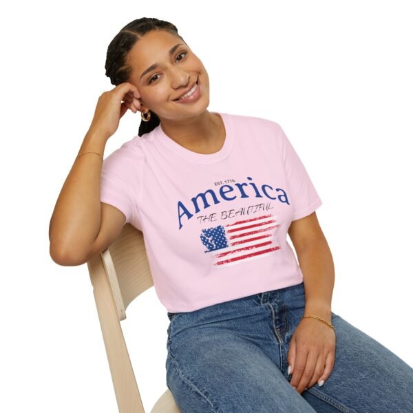 America The Beautiful T-Shirt | Distressed American Flag Graphic Tee | 1776 Patriotic Shirt |  Vintage Flag Design | American Pride Shirt - Image 166