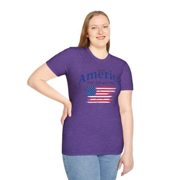 America The Beautiful T-Shirt | Distressed American Flag Graphic Tee | 1776 Patriotic Shirt |  Vintage Flag Design | American Pride Shirt - Image 149