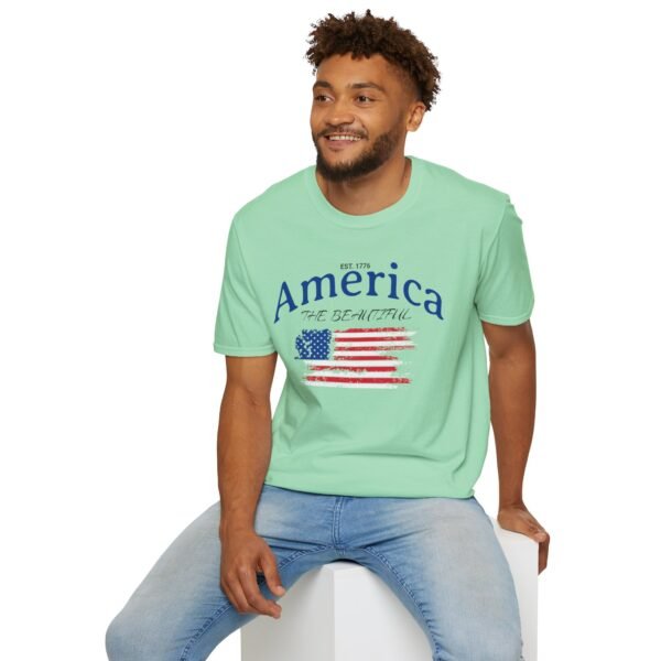 America The Beautiful T-Shirt | Distressed American Flag Graphic Tee | 1776 Patriotic Shirt |  Vintage Flag Design | American Pride Shirt - Image 84